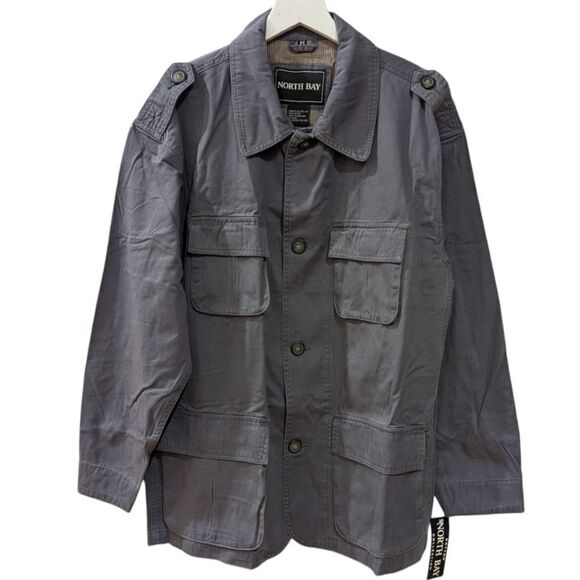 VTG North Bay Men's Medium 100% Cotton Military Utility Field Jacket in Grey NWT - Picture 1 of 6